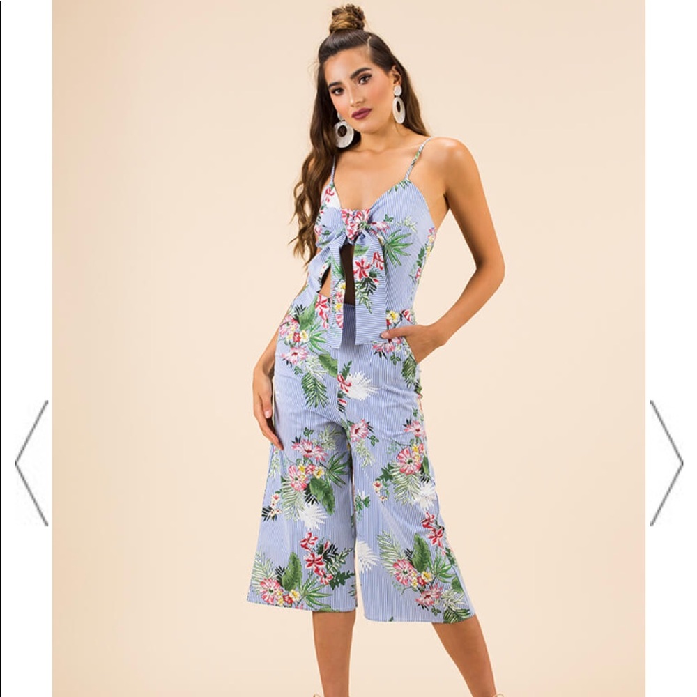 Striped Floral Jumpsuit